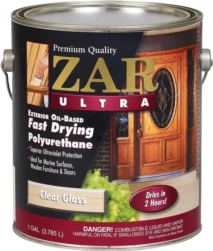 ZAR 34013 Exterior Polyurethane, Gloss, Liquid, Amber, 1 gal, Can :GAL: QUANTITY: 2